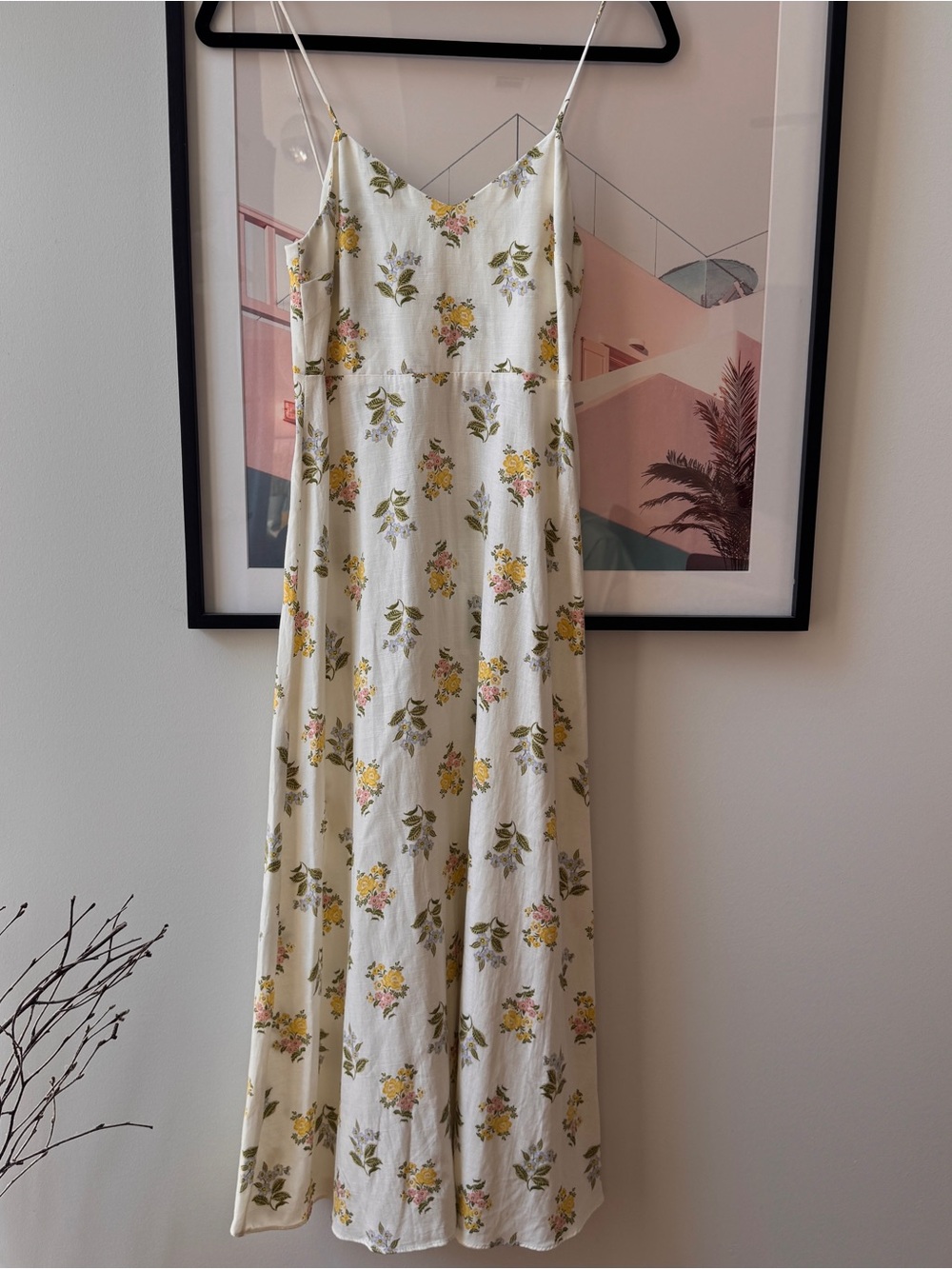 Zara floral linen blend midi dress